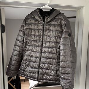 Andrew Marc Women's Metallic Gray Puffer Jacket